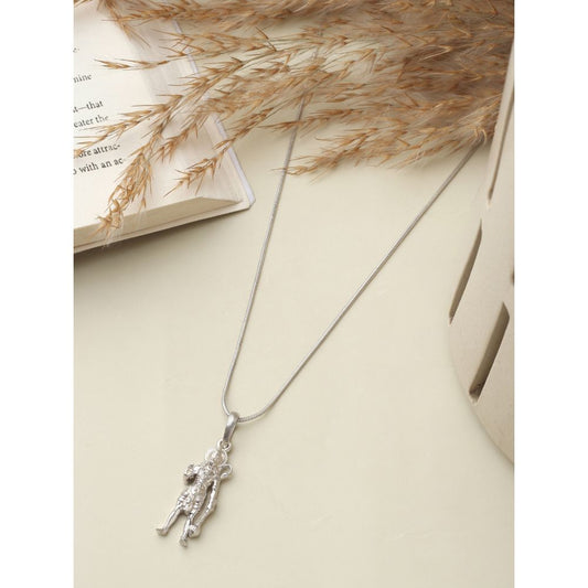 God Hanuman Chain Pendant (Pendant with Rope Chain- 22 inches) for Men & Women Pure Silver Lord bajrang bali Chain Locket for Good Health & Wealth