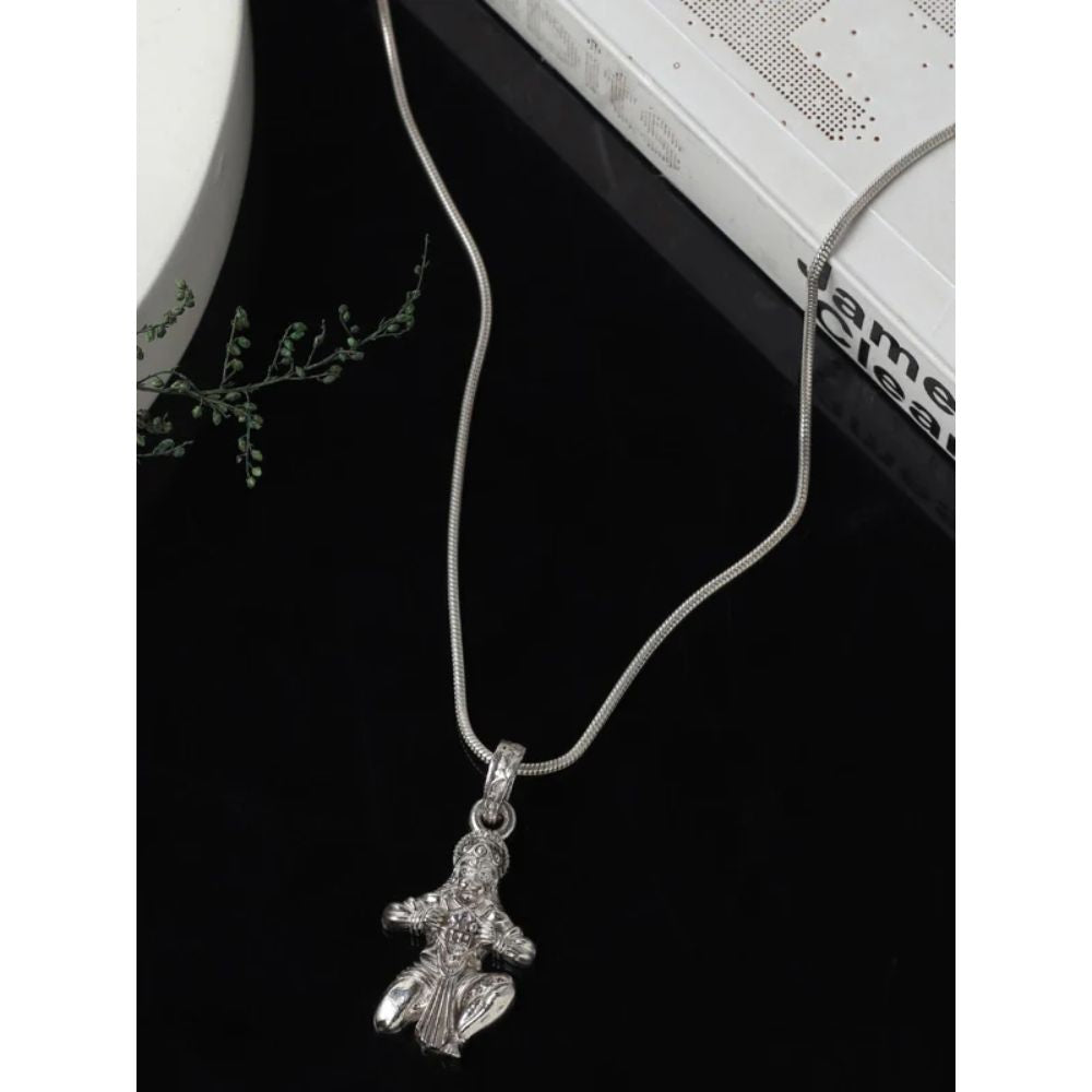 Sterling Silver (92.5% purity) God Hanuman Pendant for Men & Women Pure Silver Lord Bajrang Bali Locket for Good Health & Wealth