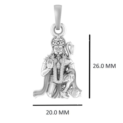 Pure Sterling Silver God Hanuman (Premium Big Size) Pendant for Men by Akshat Sapphire – 92.5 Silver-PB7172