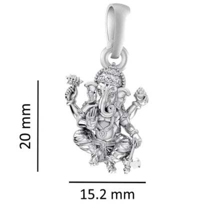 Sterling Silver (92.5% purity) God Ganesh Pendant for Men & Women Pure Silver Lord Ganapathy Locket for Good Health & Wealth