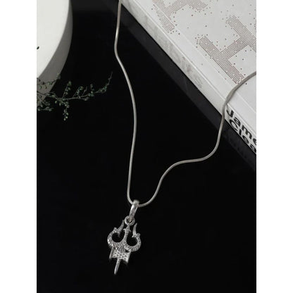 Sterling Silver (92.5% purity) Spiritual Shiva Trishul Pendant for Men & Women Pure Silver Divine Shiva Trishul Locket for Good Health & Wealth