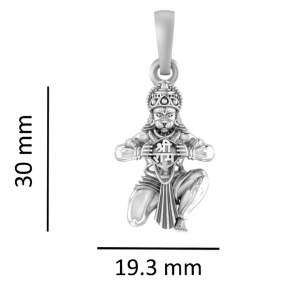 Pure Sterling Silver God Hanuman (Premium Big Size) Pendant for Men by Akshat Sapphire – 92.5 Silver-PB7277