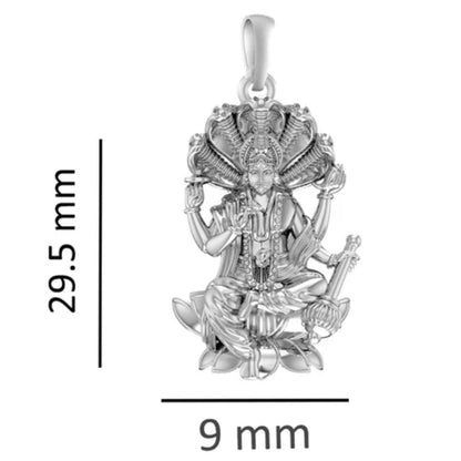 Pure Sterling Silver God Vishnu Pendant (Premium Big Size) for Men & Women by Akshat Sapphire – 92.5 Silver-PB7285