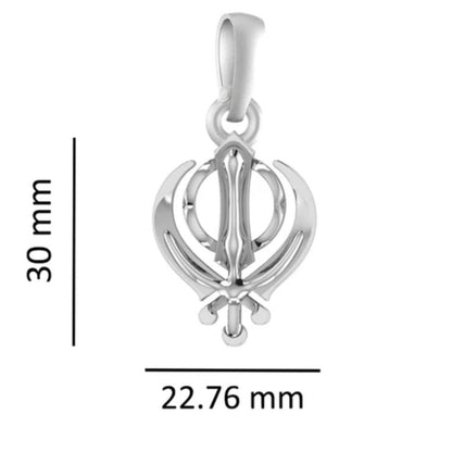 92.5% Pure Sterling Silver religious Sikh Khanda symbol Pendant (Big Size) for Men and women