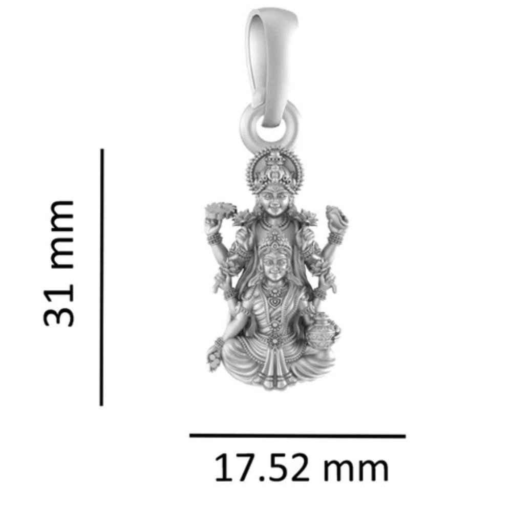 Akshat Sapphire 92.5% Pure Sterling Silver God Vishnu Laxmi (Big Size) Pendant for Men & Women