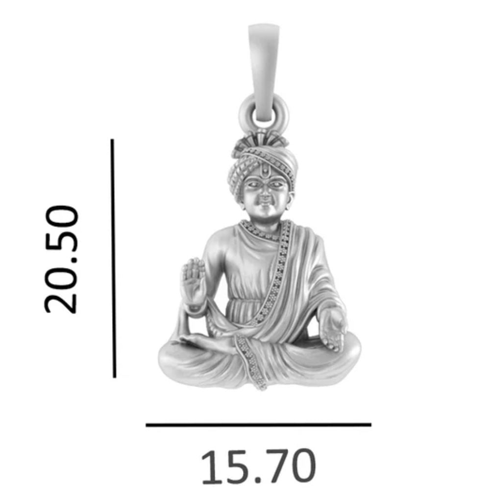 Akshat Sapphire Sterling Silver (92.5% purity) Spiritual Swaminarayan Pendant for Men & Women Pure Silver religious Swaminarayan Locket for Good Health & Wealth