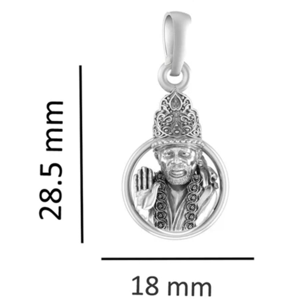 Akshat Sapphire 92.5% Pure Sterling Silver God Sai baba  Pendant (Big Size) for Men & Women