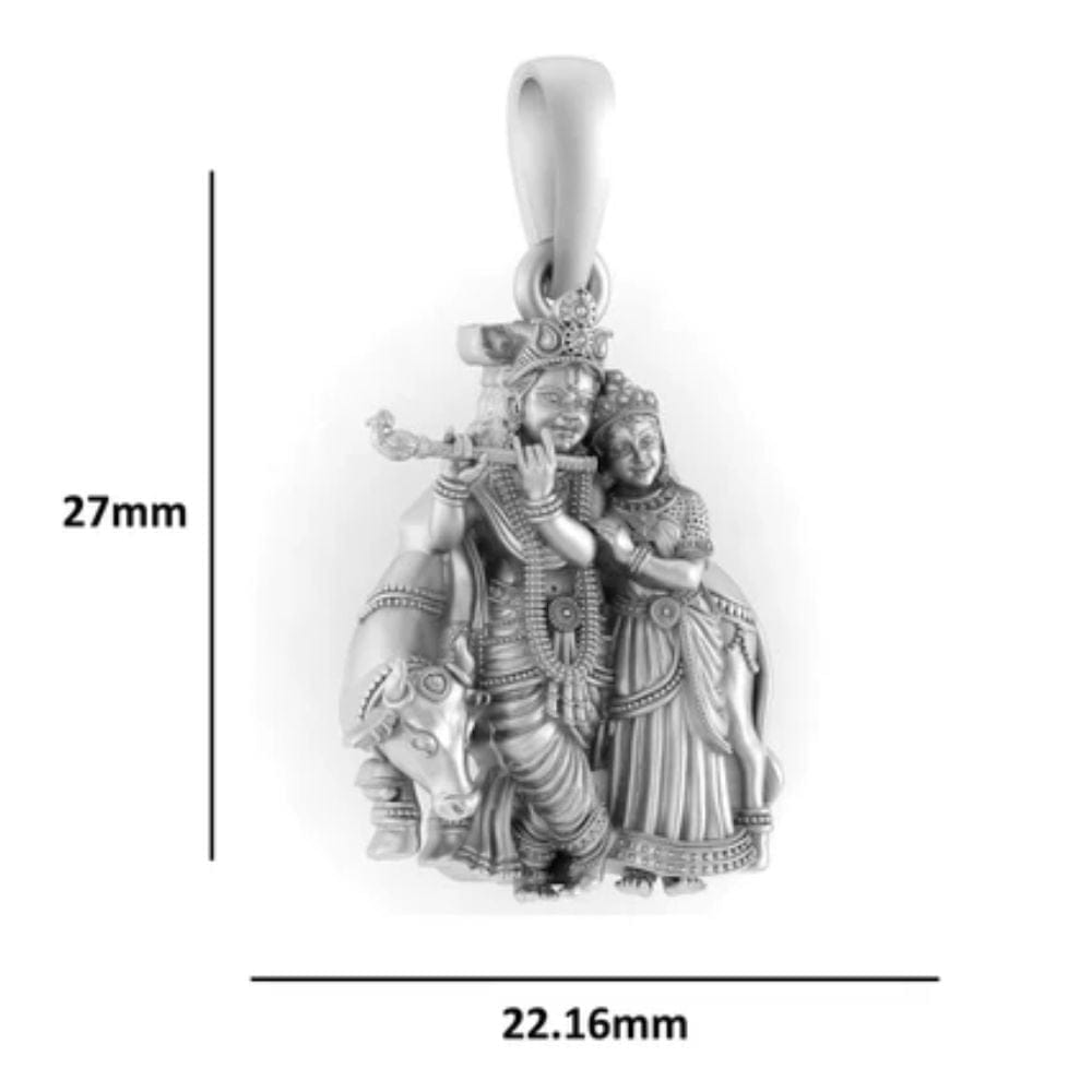 Pure Sterling Silver God Krishna & Goddess Radha(Premium Big Size) Pendant for Men & Women by Akshat Sapphire – 92.5 Silver-PB7378
