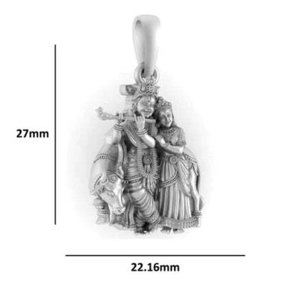 Pure Sterling Silver God Krishna & Goddess Radha(Premium Big Size) Pendant for Men & Women by Akshat Sapphire – 92.5 Silver-PB7378