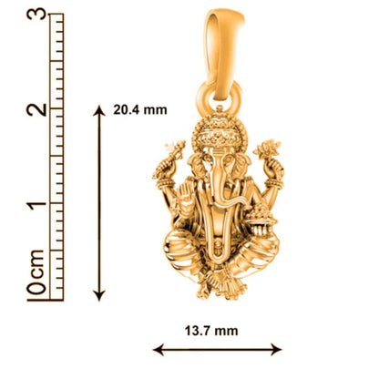 22CT Gold Plated Silver 92.5 Purity God Ganesh (Regular Size) Pendant for Men & Women by Akshat Sapphire-PM7096_GOLD