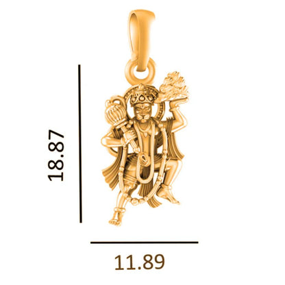 22 CT Gold Plated Silver (92.5% purity)God Hanuman/Bajrang Bali Pendant for Men