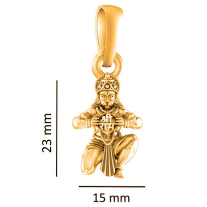 22CT Gold Plated Silver 92.5 Purity God Hanuman (Regular Size) Pendant for Men by Akshat Sapphire-PM7276_GOLD