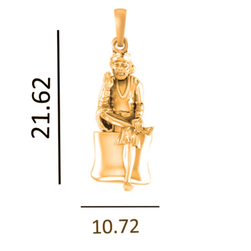 22KT Gold Plated Sterling Silver (92.5% Purity) Pure Silver God Shree Sai Baba chain Pendant (Locket with Ball Chain) for Women