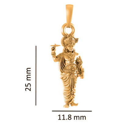 22 CT Gold Plated Silver (92.5% purity) God Krishna Pendant for Men and Women