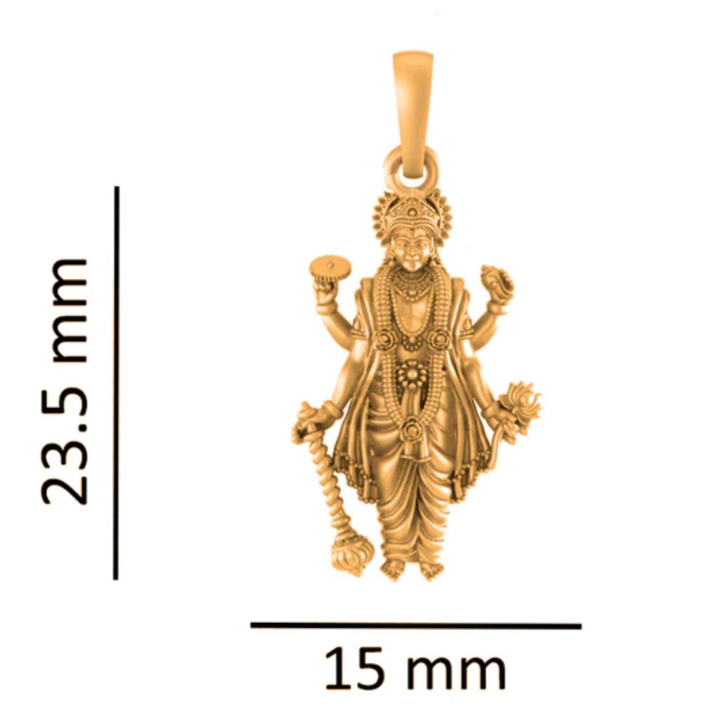 22 CT Gold Plated Silver (92.5% purity) God Vishnu Pendant for Men and Women