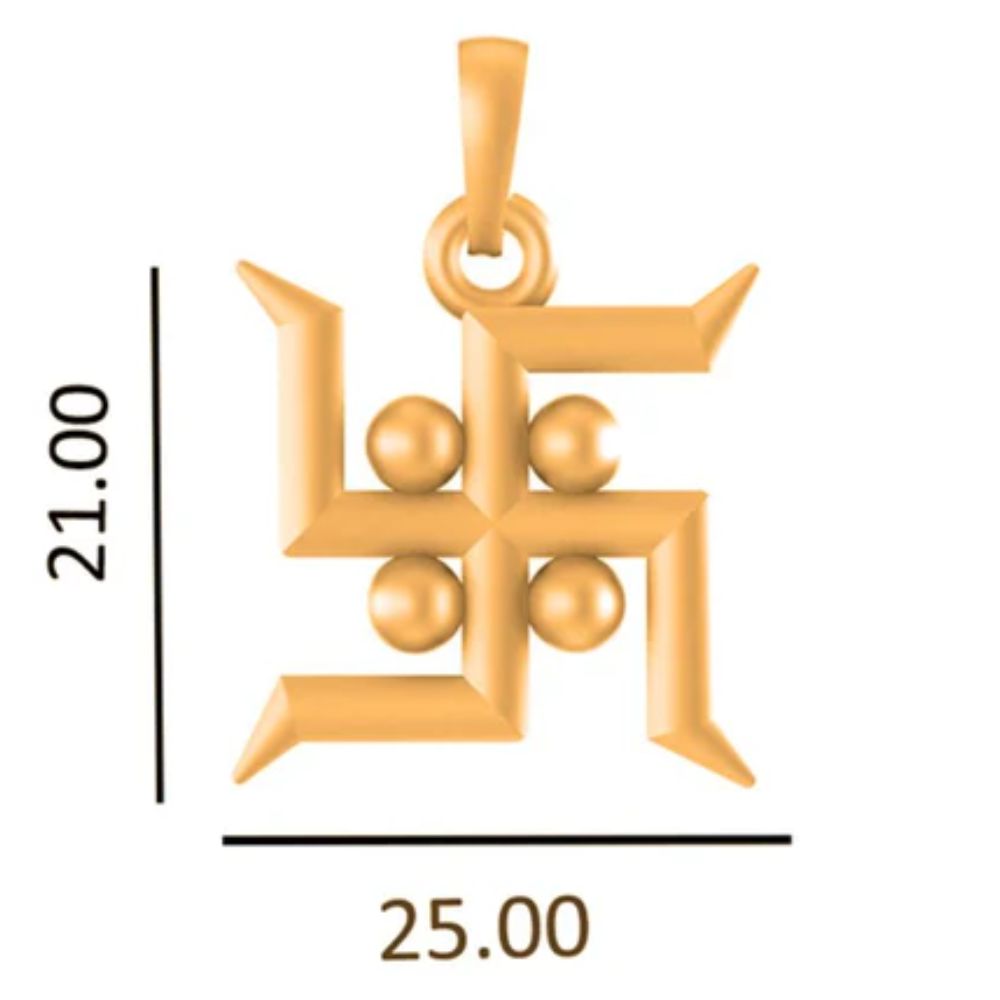 22KT Gold Plated Sterling Silver (92.5% Purity) Pure Silver Spiritual Swastik Symbol Chain Pendant (Locket with Box Chain) for Women