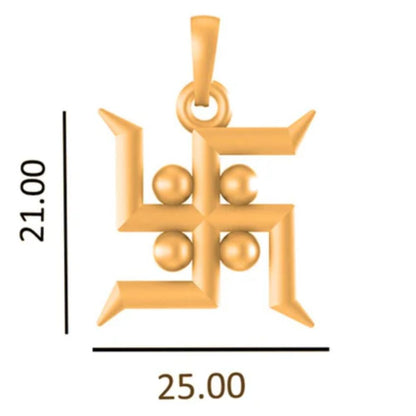 22KT Gold Plated Sterling Silver (92.5% Purity) Pure Silver Spiritual Swastik Symbol Chain Pendant (Locket with Box Chain) for Women
