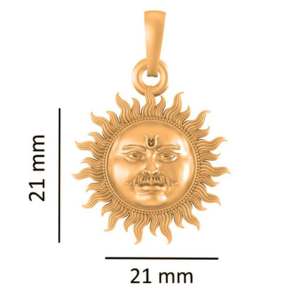 22 CT Gold Plated Silver (92.5% purity) Divine God Sun Pendant for Men and Women