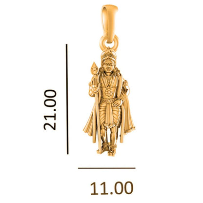22 CT Gold Plated Silver (92.5% purity) God Kartikeya Pendant for Men and Women