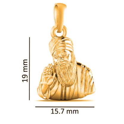 22 CT Gold Plated Silver (92.5% purity) God Guru Nanak Pendant for Men and Women