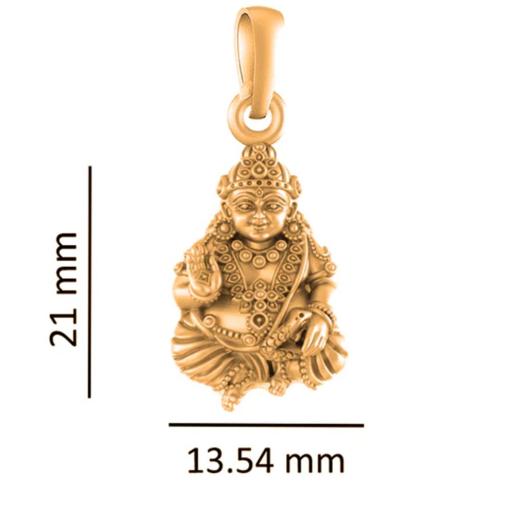 22 CT Gold Plated Silver (92.5% purity) God Kuber Pendant for Men and Women