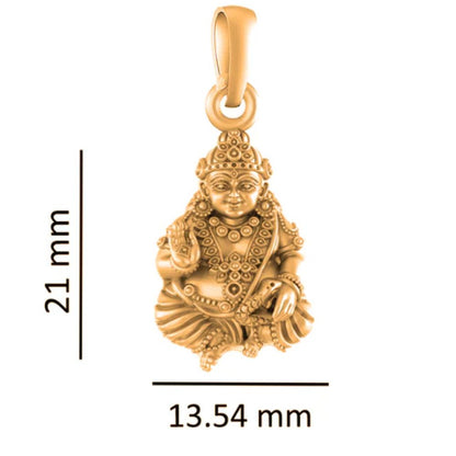 22 CT Gold Plated Silver (92.5% purity) God Kuber Pendant for Men and Women