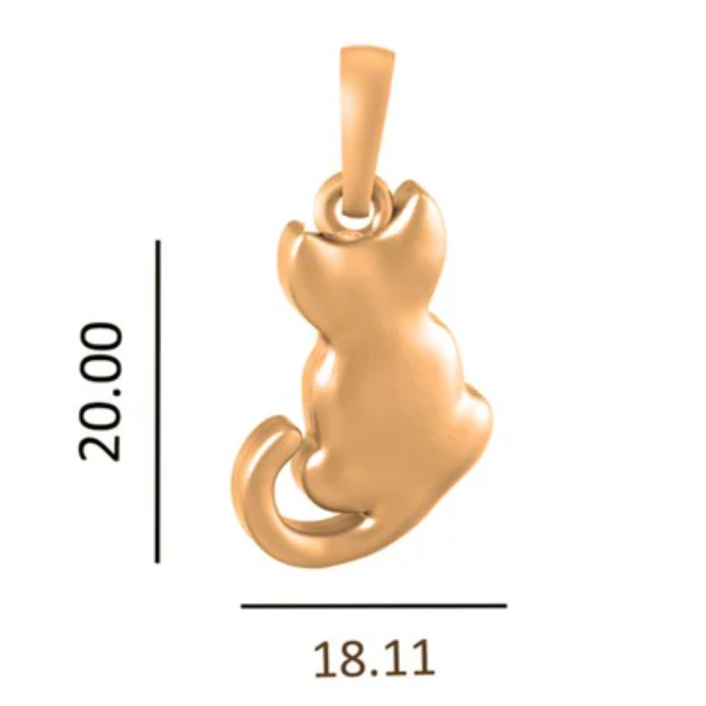 22 CT Gold Plated Silver (92.5% purity) Stylish and Fashionable Cute Cat Pendant for Men and Women