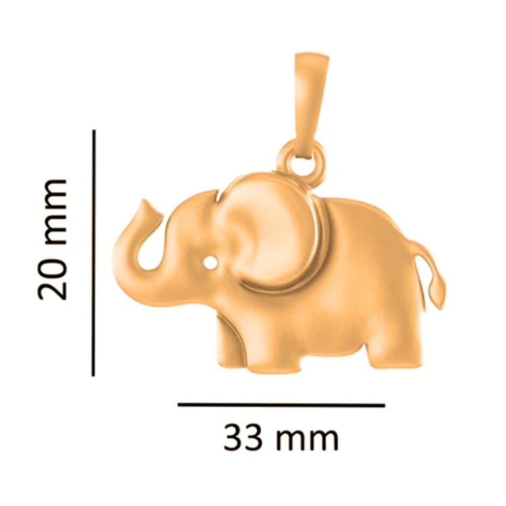 22 CT Gold Plated Silver (92.5% purity) Strength Symbolic Elephant Pendant for Men and Women