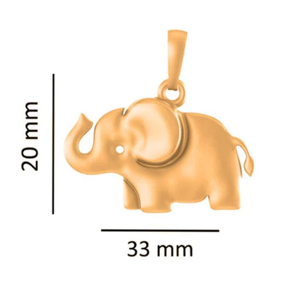 22 CT Gold Plated Silver (92.5% purity) Strength Symbolic Elephant Pendant for Men and Women