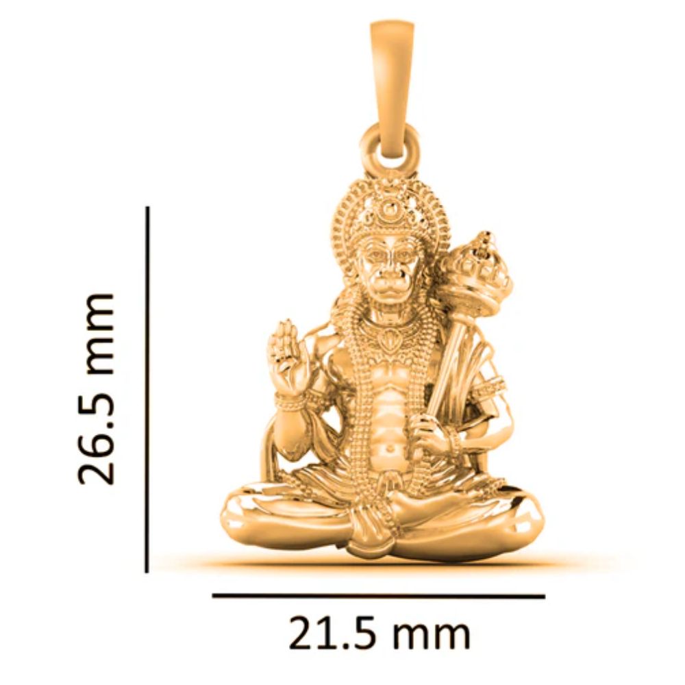 22 CT Gold Plated Silver (92.5% purity)God Hanuman/Bajrang Bali (Big Size) Pendant for Men