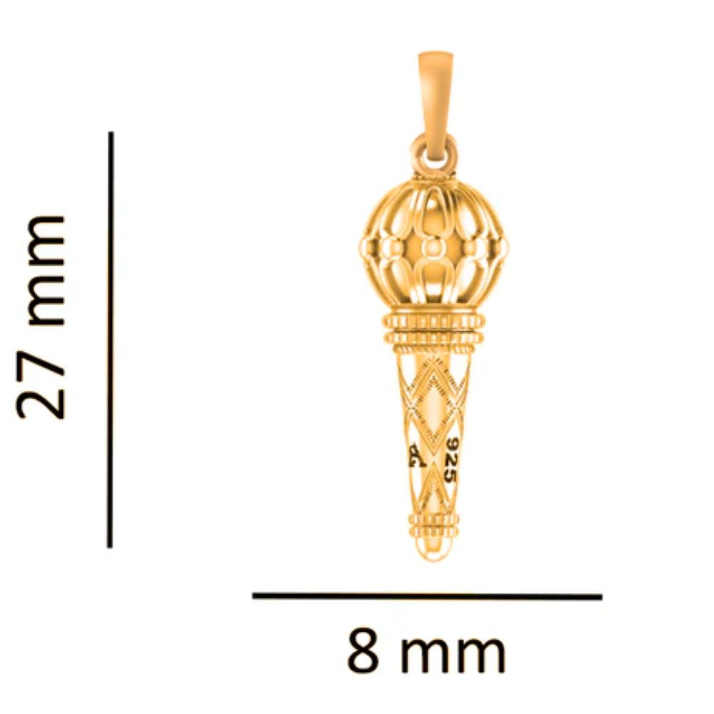 22 CT Gold Plated Silver (92.5% purity) God Hanuman/Bajrang Bali Gada Pendant (Big size) Pendant for Men
