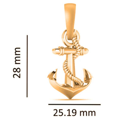22 CT Gold Plated Silver (92.5% purity) Ship Anchor Pendant (Big Size) for Men and Women