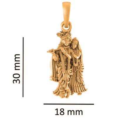 22 CT Gold Plated Silver (92.5% purity) God Radha Krishna Pendant (Big Size) for Men and Women