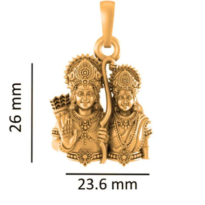 22 CT Gold Plated Silver (92.5% purity) God Ram and Maa Sita (Big Size) Pendant for Men and Women