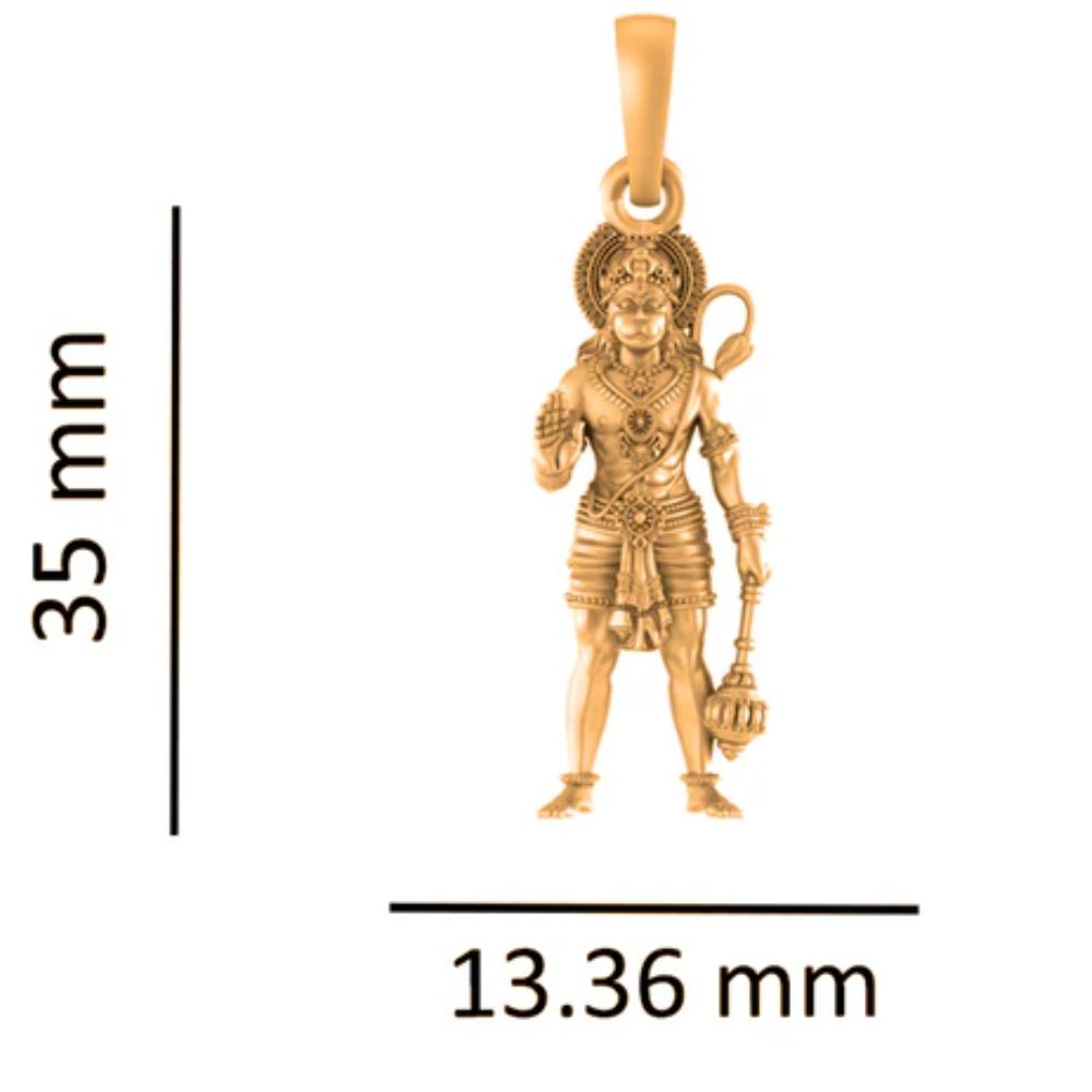 22 CT Gold Plated Silver (92.5% purity) God Hanuman/Bajrang Bali (Big Size) Pendant for Men