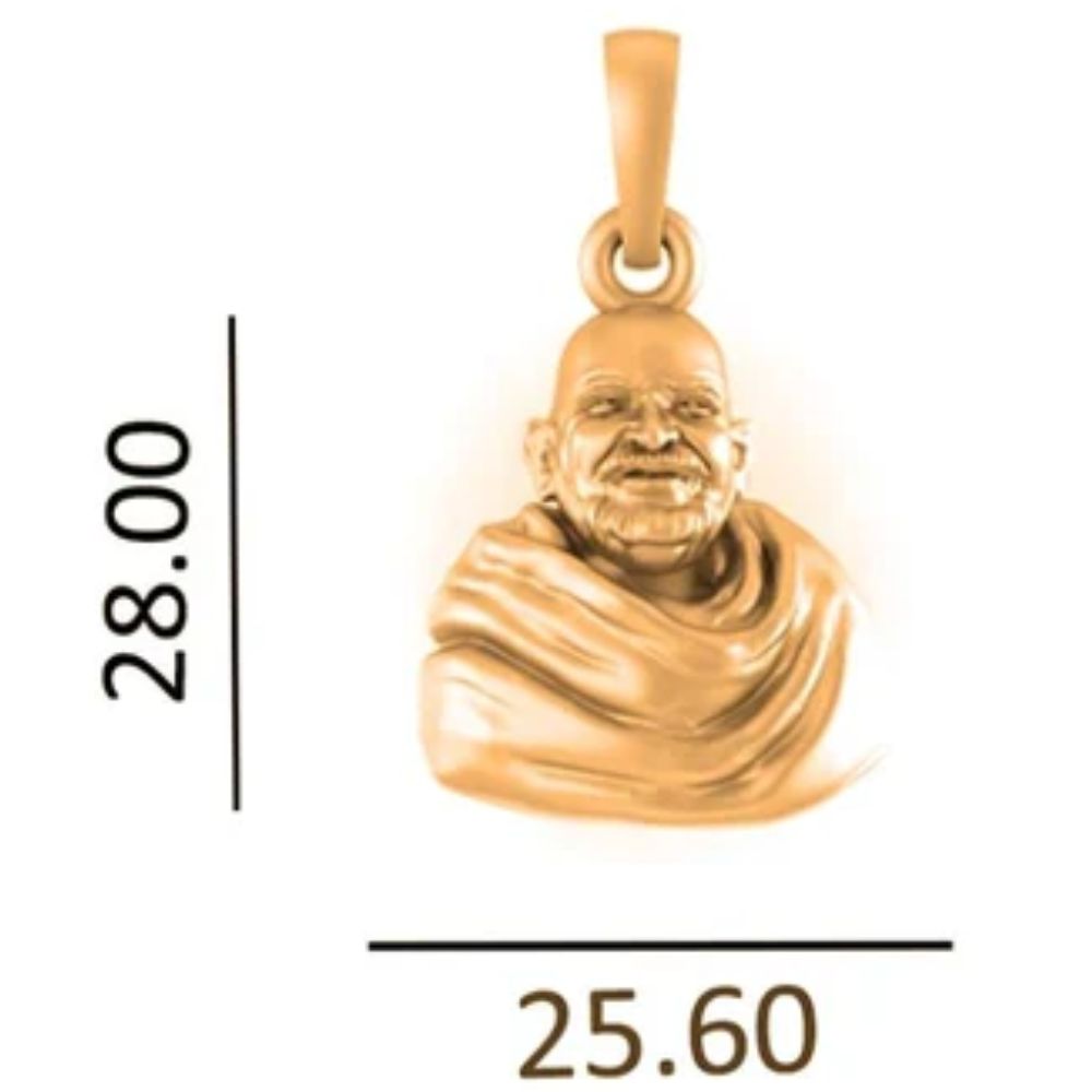 22 CT Gold Plated Silver (92.5% purity) Spiritual Neem Karoli Baba Pendant (Big Size) for Men and Women
