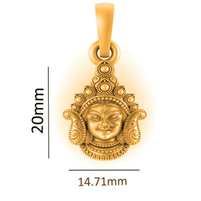 22 CT Gold Plated Silver (92.5% purity) Goddess Durga Maa Pendant for Men and Women