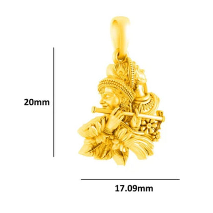 22 CT Gold Plated Silver (92.5% purity) God Radha Krishna Pendant for Men and Women