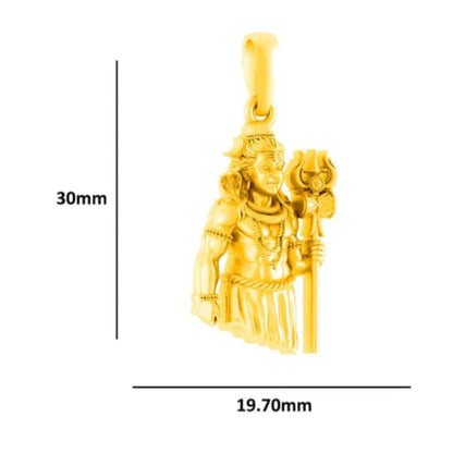 22 CT Gold Plated Silver (92.5% purity) God Shiva Pendant (Big Size) Pendant for Men and Women