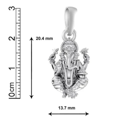 Sterling Silver (92.5% Purity) Pure Silver God Ganesha Chain Pendant (Locket with Snake Chain) for Men & Women