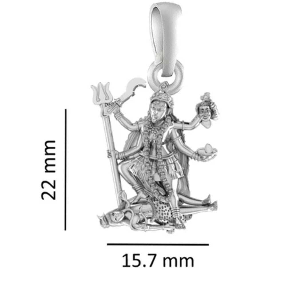 Sterling Silver (92.5% Purity) Pure Silver Goddees Kaali Maa Chain Pendant (Locket with Snake Chain) for Men & Women