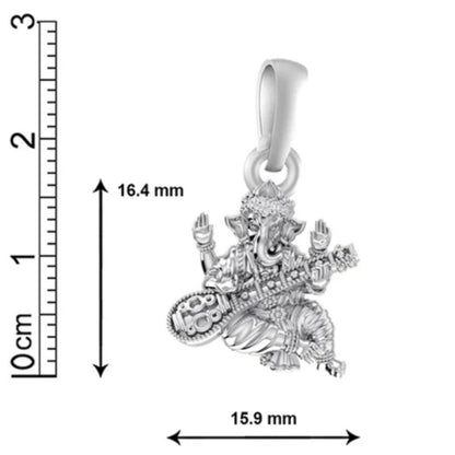Sterling Silver (92.5% Purity) Pure Silver God Ganesha Chain Pendant (Locket with Snake Chain) for Men & Women