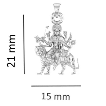 Sterling Silver (92.5% Purity) Pure Silver Goddess Durga Maa Chain Pendant (Locket with Snake Chain) for Men & Women