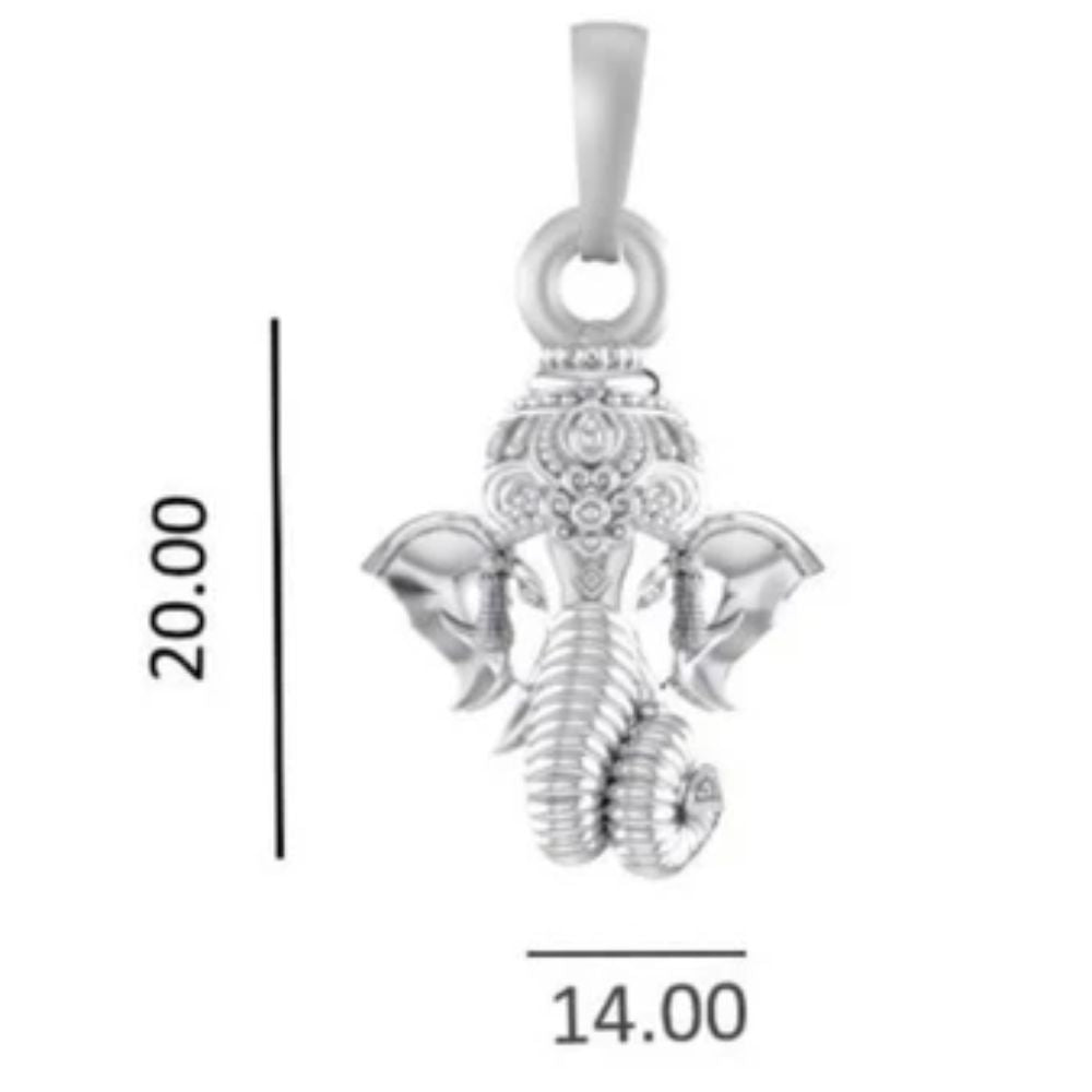 Sterling Silver (92.5% Purity) Pure Silver God Ganesha Chain Pendant (Locket with Snake Chain) for Men & Women