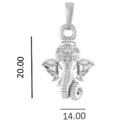 Sterling Silver (92.5% Purity) Pure Silver God Ganesha Chain Pendant (Locket with Snake Chain) for Men & Women