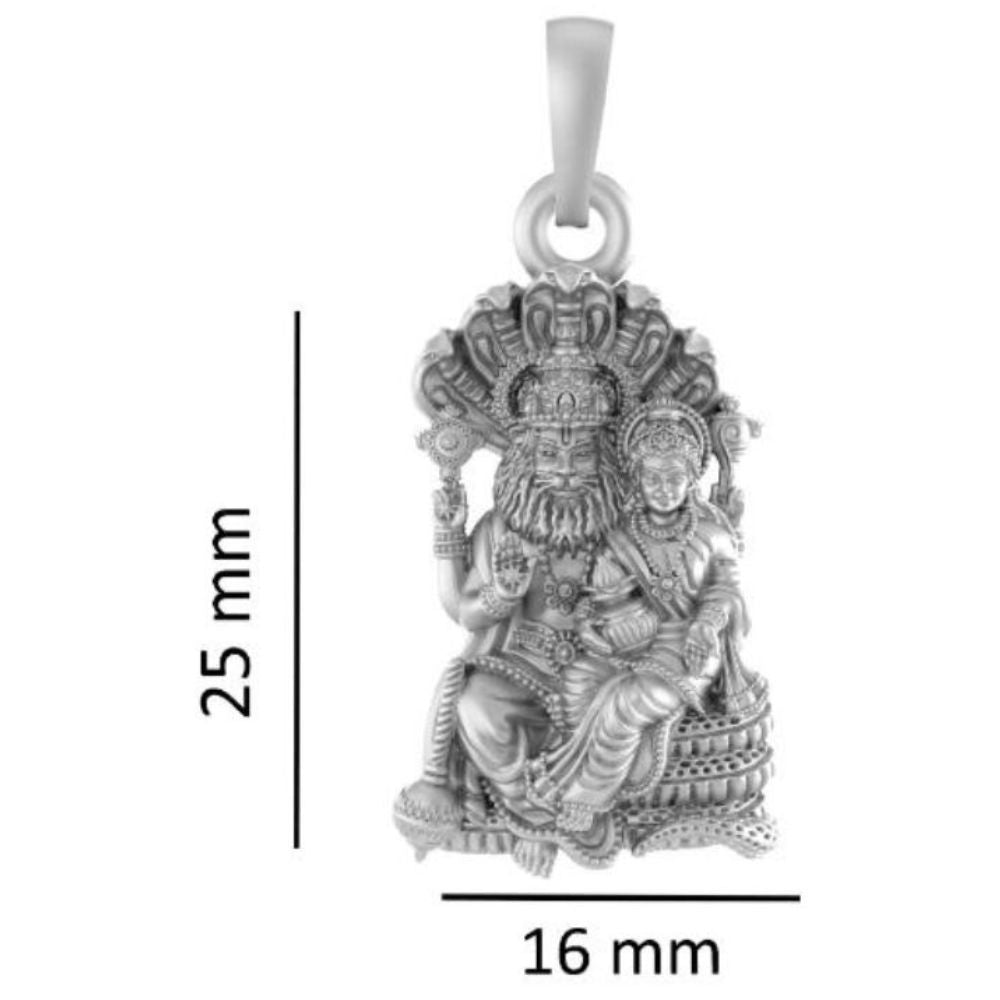 Sterling Silver (92.5% Purity) Pure Silver God Narsimha and Laxmi ji Chain Pendant (Locket with Snake Chain) for Men & Women