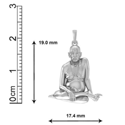 Sterling Silver (92.5% Purity) Pure Silver Spiritual Swami Samarth Chain Pendant (Locket with Snake Chain) for Men and women