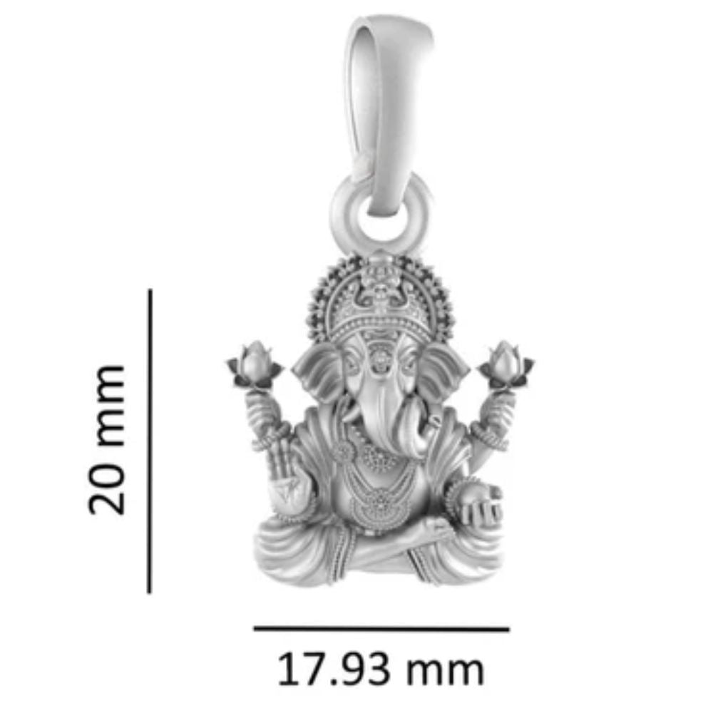 Sterling Silver (92.5% Purity) Pure Silver God Ganesha Chain Pendant (Locket with Snake Chain) for Men & Women