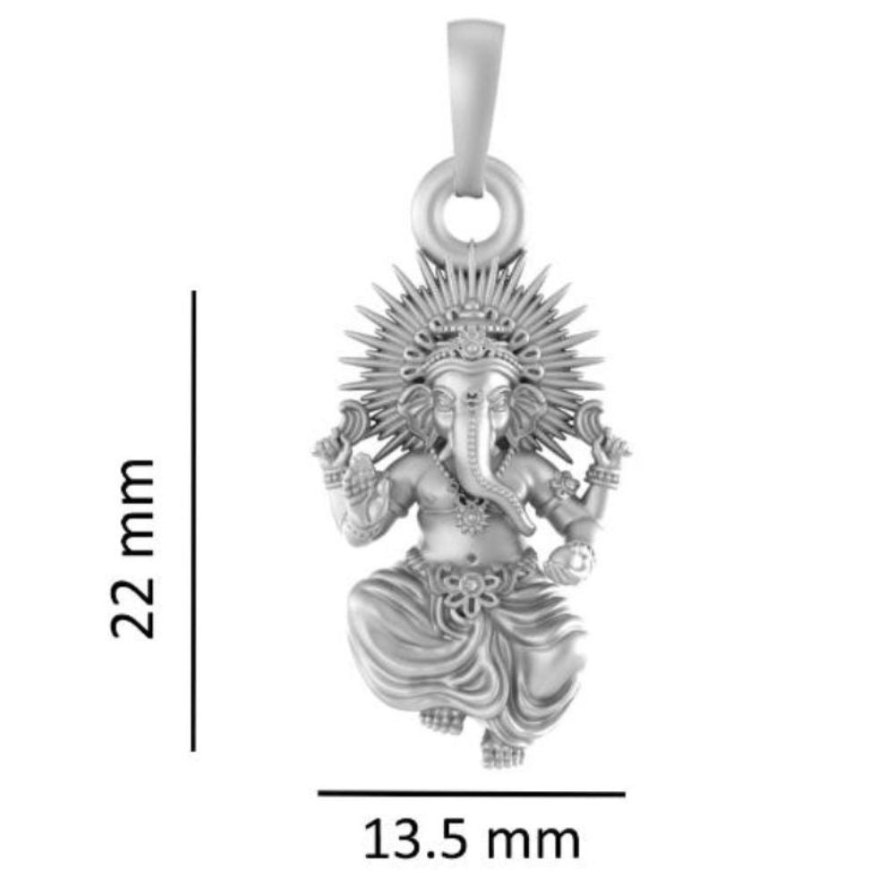 Sterling Silver (92.5% Purity) Pure Silver God Ganesha Chain Pendant (Locket with Snake Chain) for Men & Women