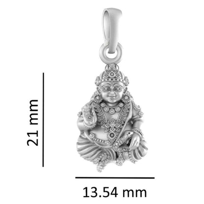 Sterling Silver (92.5% Purity) Pure Silver God Kuber Chain Pendant (Locket with Snake Chain) for Men & Women